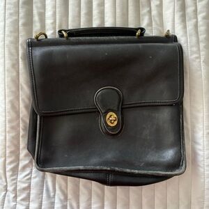Vintage Coach Black Leather Willis Satchel Bag